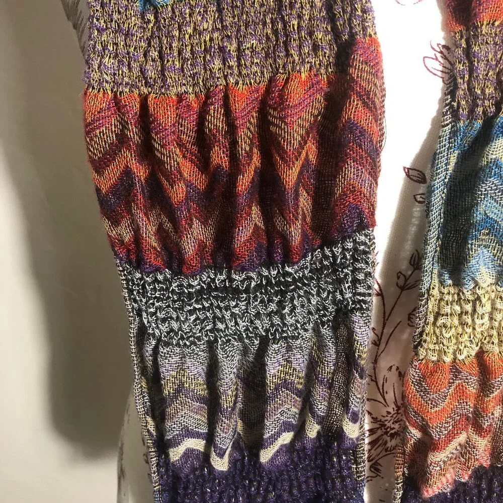 🧶 Textured Chevron Stripe Scarf with Fringe | Cozy & Artful Layers